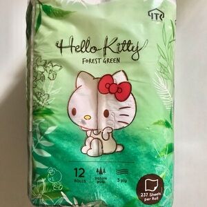 Hello Kitty Forest Green Toilet Paper, 100% Wood Pulp, 3 Ply 12 Rolls